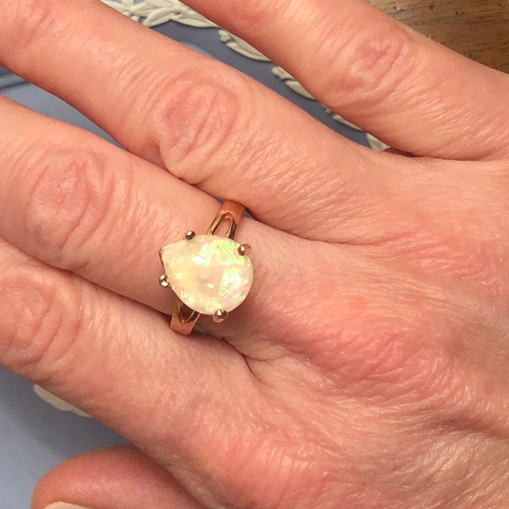Opal/Moonstone like Rose Gold ring six 7